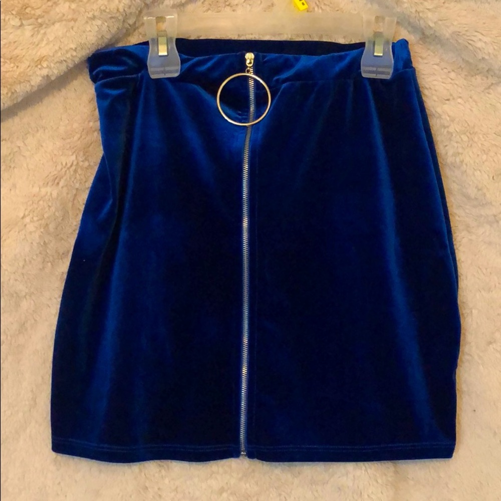 Blue Blush mini velvet skirt